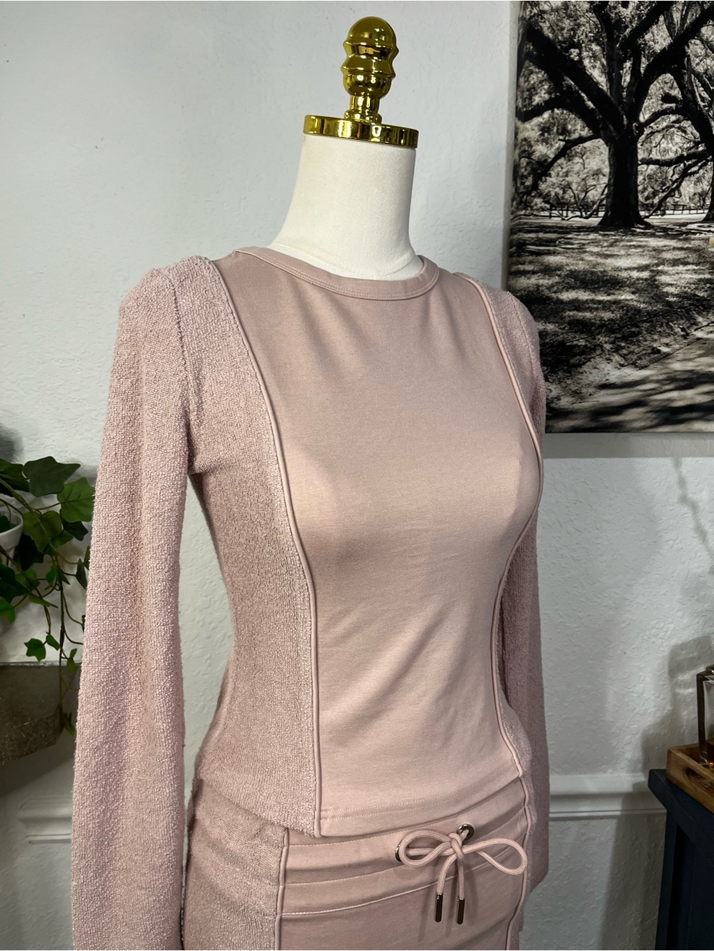NWT Pale Pink Towelling Panel Top Maniere du Voir UK 10 - Picture 6 of 16